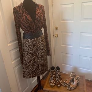 J. Crew leopard print pencil skirt. Size 6